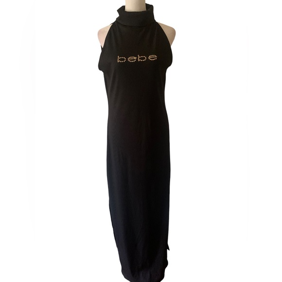 bebe Dresses & Skirts - NWOT Bebe Women Black High-Neck Maxi Dress, Large, 92%polyester, 8 Spandex